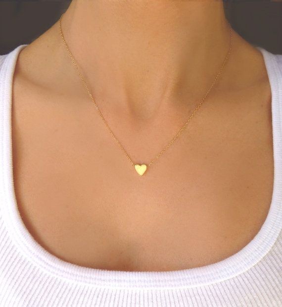 Tiny Heart Necklace -  Small Gold Heart Pendant Ne...