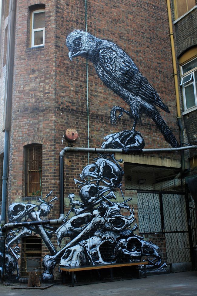Street artists ROA & Phlegm in Peckham. Photos...