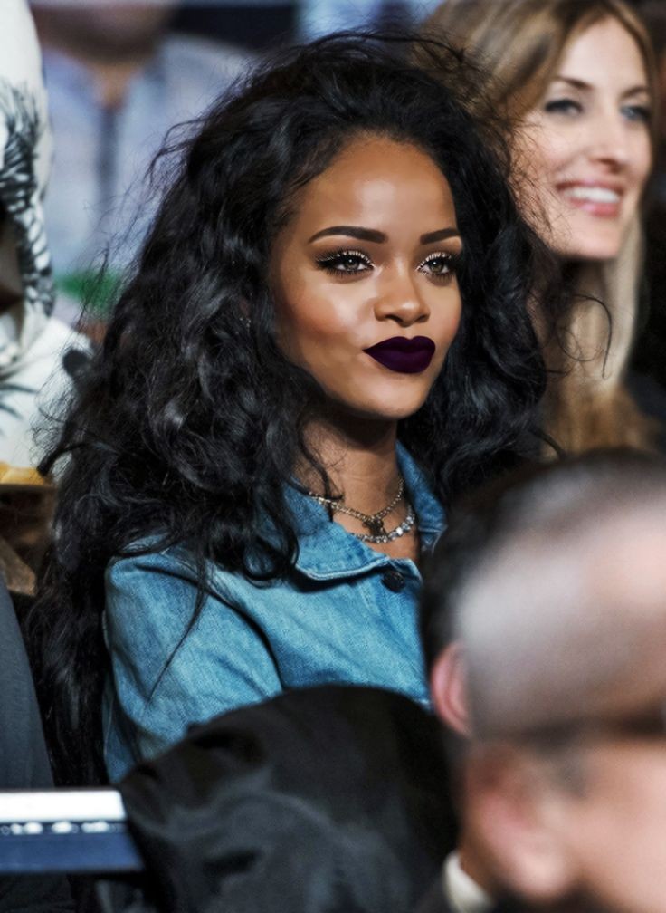 Rihanna with her dark rep lipstick