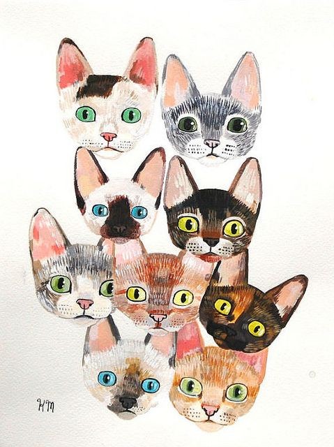 by queen of the cats, via Flickr #cat #illustratio...