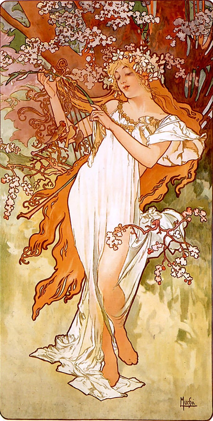 "Spring" ~ Alphonse Mucha 1896. Part of The Season...