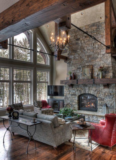 19 Stunning Rustic Living Rooms With Charming Ston...