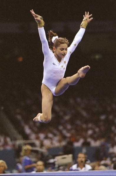 Dominique Moceanu (United States) on floor at the...