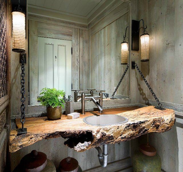 Awesome hanging log sink.