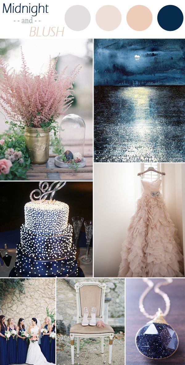 romantic midnight blue and blush wedding color ide...