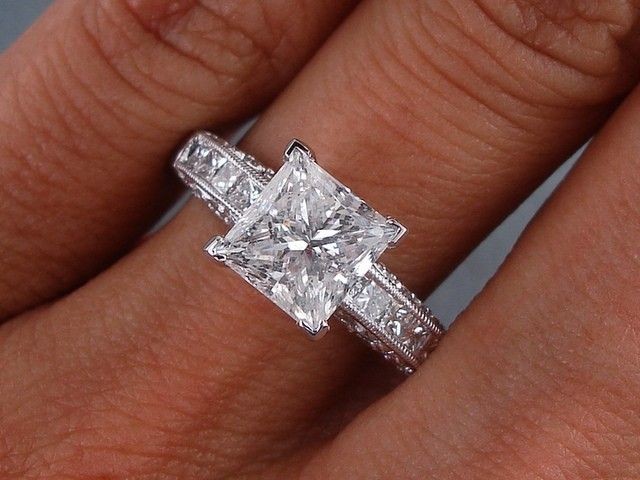 2 16 Carats Ct TW Princess Cut Diamond Engagement...