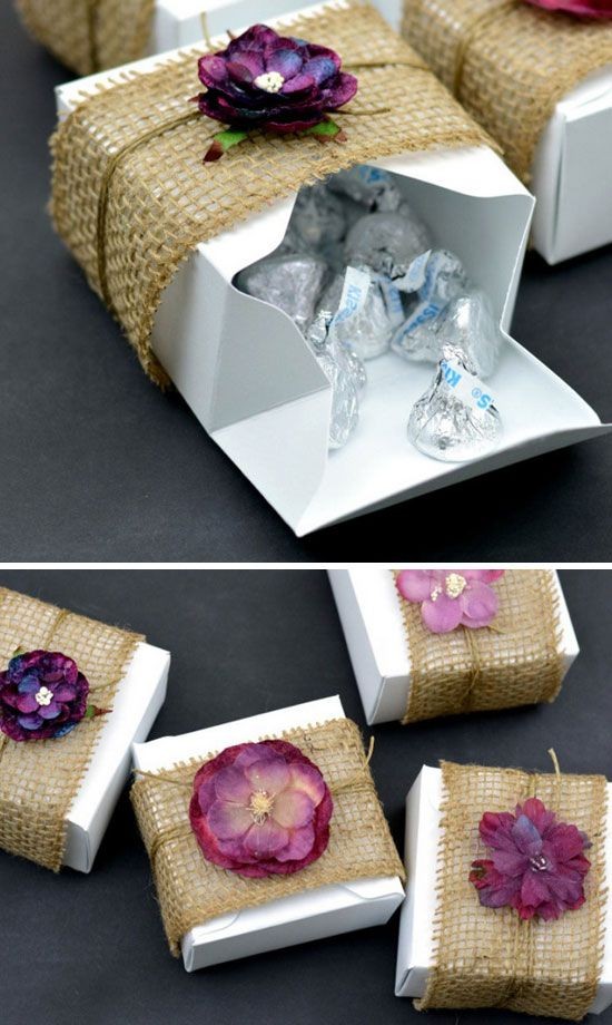 Burlap & Floral Rustic DIY Gift Boxes | 25 DIY...