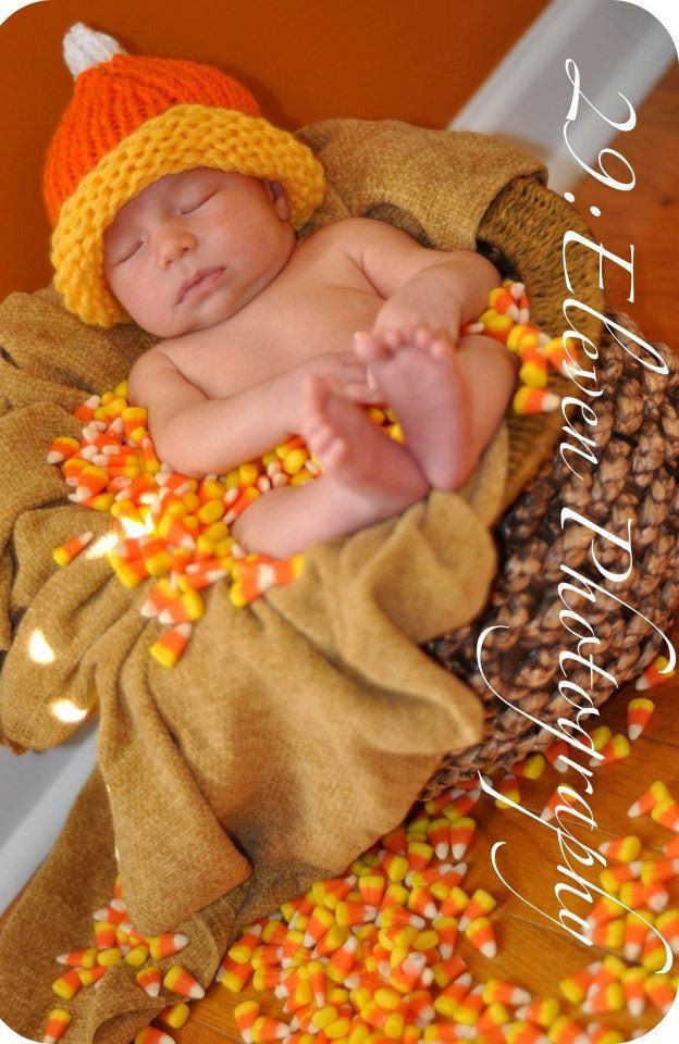 Candy Corn Beanie Hat Handknit Infant Toddler Phot...