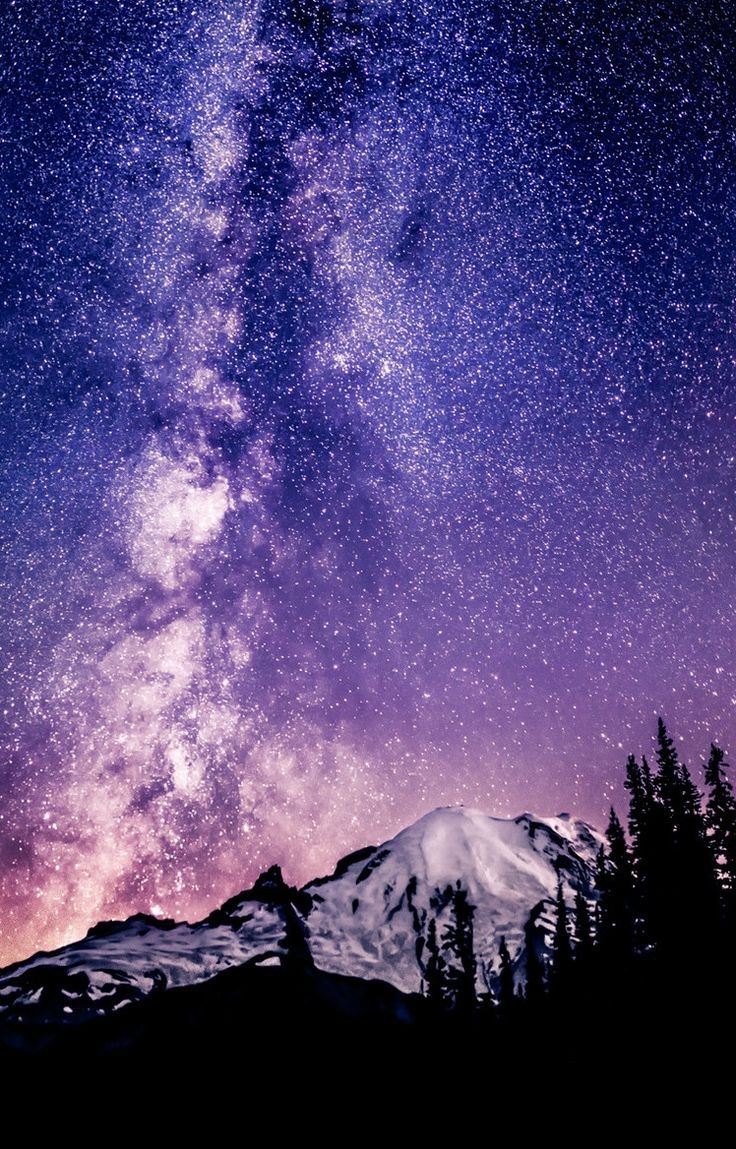 Milky Way over Mount Rainier, Washington State by...