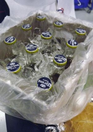 Turn a case of beer into a toss-away drink cooler....