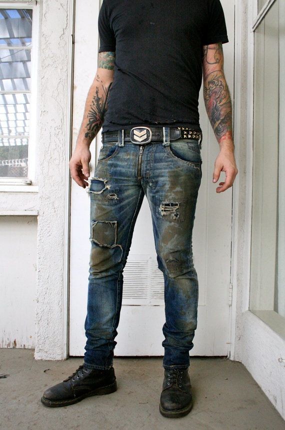 Salvage Raw Cone Denim Pant Distressed Dirty by Bo...