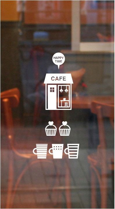 Happy Time Cafe Graphic Wall Vinyl Sticker TP004