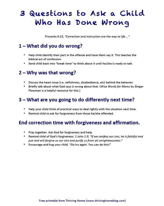 3 Questions to Ask a Child Who Has Done Wrong