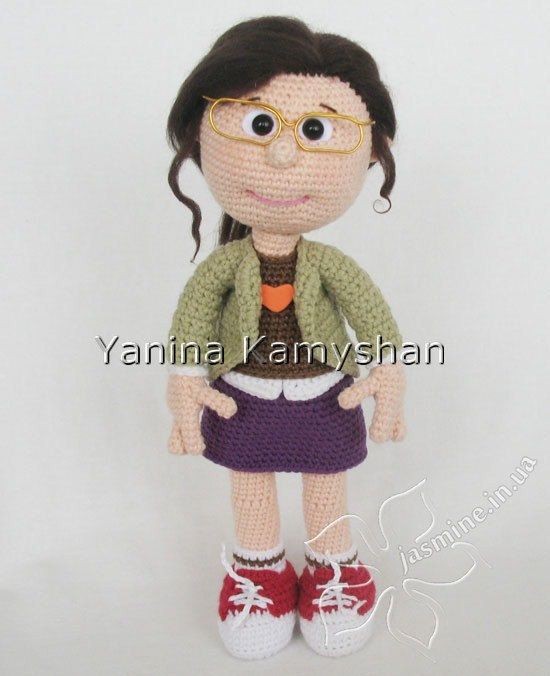 Girl in glasses crochet doll amigurumi pdf by jasm...