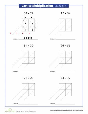 Worksheets: Lattice Method Multiplication: Double...