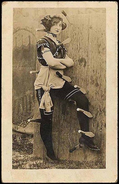 knife thrower, victorian/edwardian circus lady
