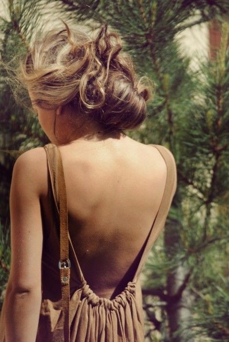 Messy bun and a low cut back <3