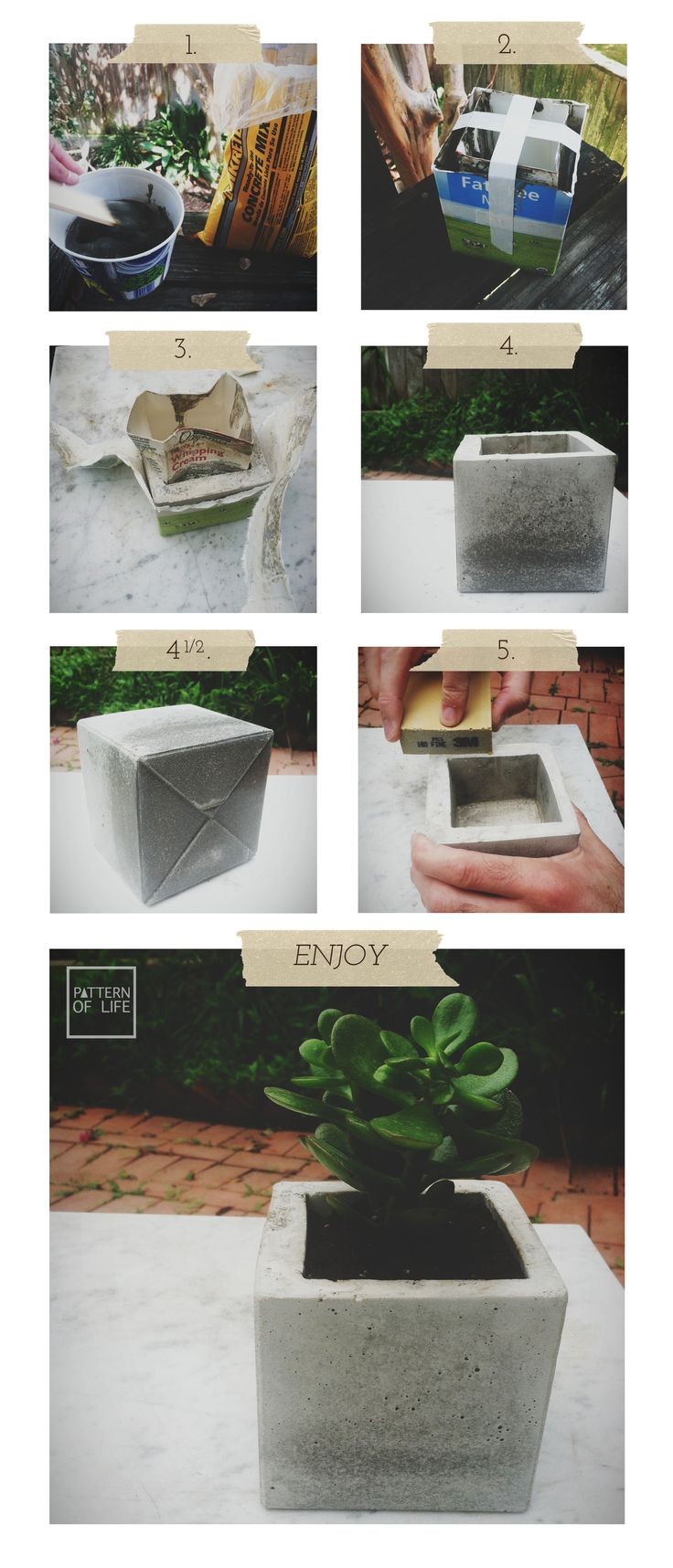 concrete planter DIY #concrete #garden #planter #d...