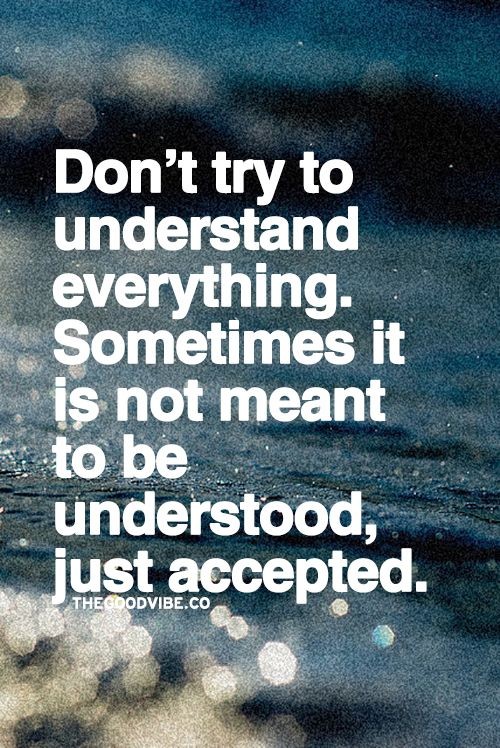 Don't try to understand everything. Sometimes it i...