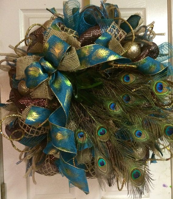 Peacock Wreath by HighMaintenanceDes on Etsy