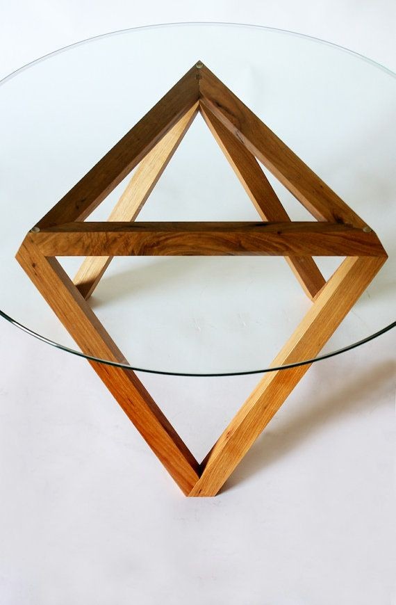 Tre coffee table glass wood modern by petrifieddes...