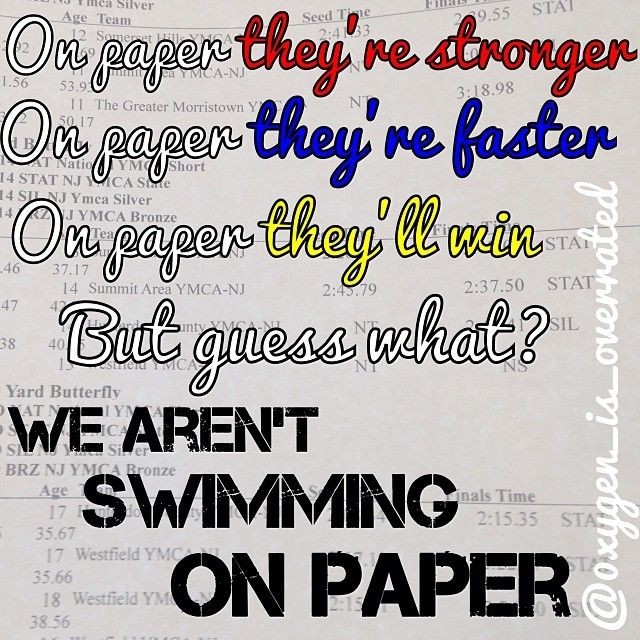 We aren't swimming on paper...