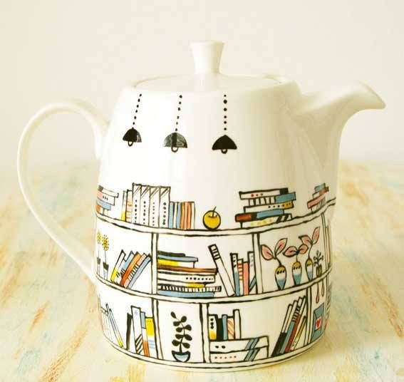 Books teapot adds a touch of bookish to any party....