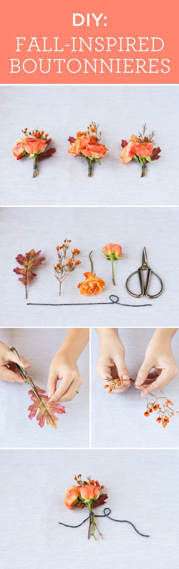 Adorable fall-inspired boutonniere DIY, complete w...