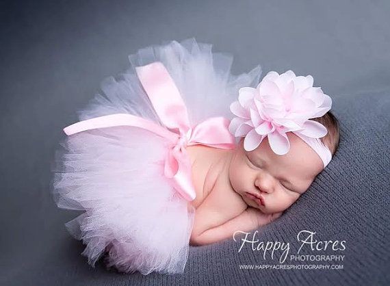 Pink Newborn Tutu and Headband, newborn tutu, baby...