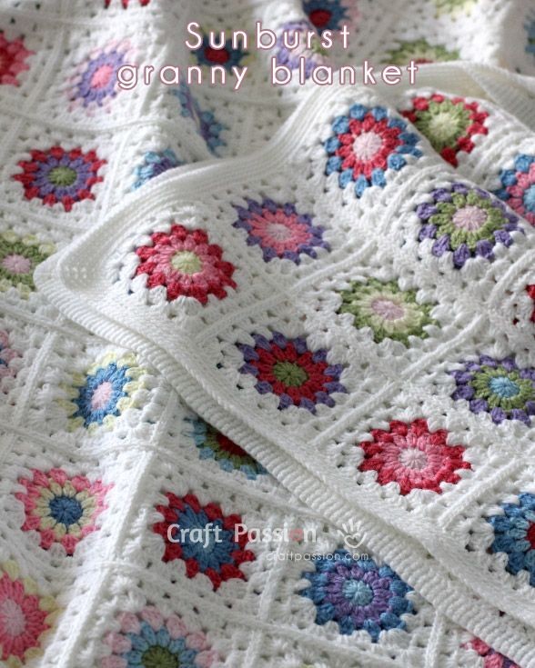 Crochet Sunburst Granny Square Blanket