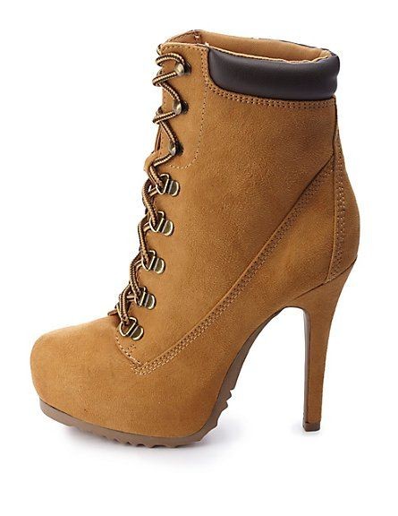Lace-Up High Heel Work Booties: Charlotte Russe
