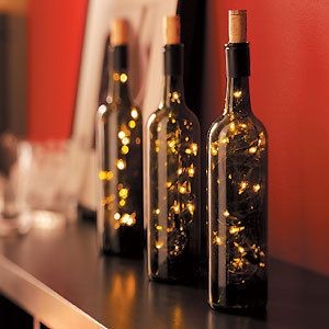 christmas lights inside wine bottles...now that's...