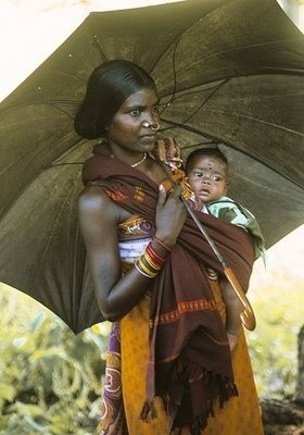 Orissa Mother and Baby  Indian Mothers.  Colorful...