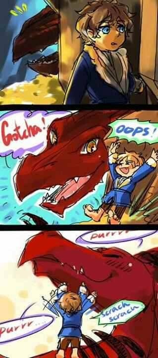 This is adorable. "Who's a good Smaug? Who's a goo...