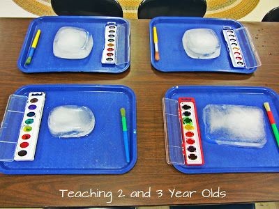 Teaching 2 and 3 Year Olds: WATERCOLORS ON ICE BLO...