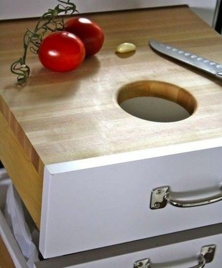 Use your kitchen drawers for a cutting board/scrap...