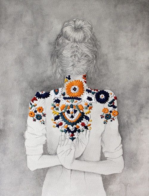 Incredible embroidered drawings by Izziyana Suhaim...