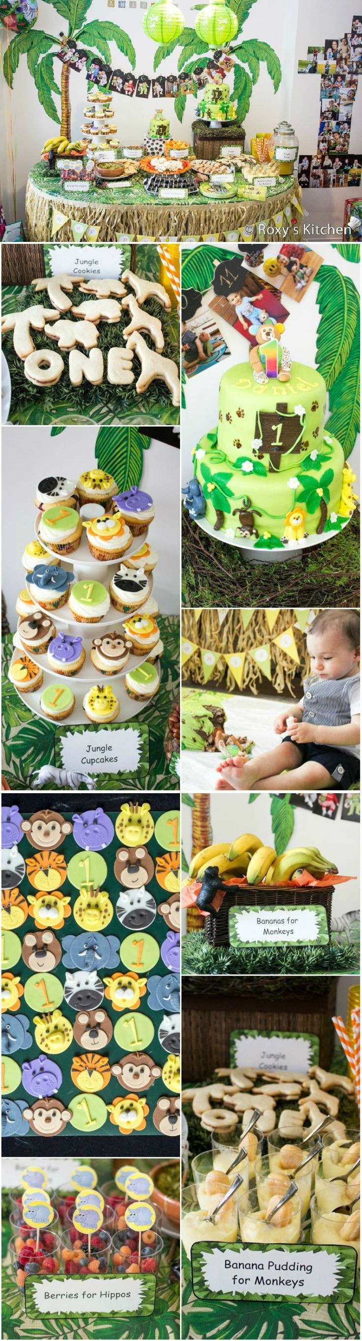 Safari / Jungle Themed First Birthday Party - Dess...