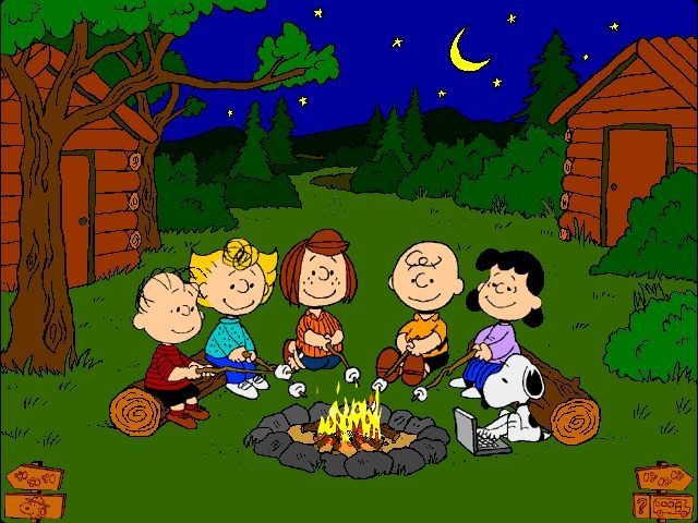 Campfire... However Snoopy brought his laptop! Aga...