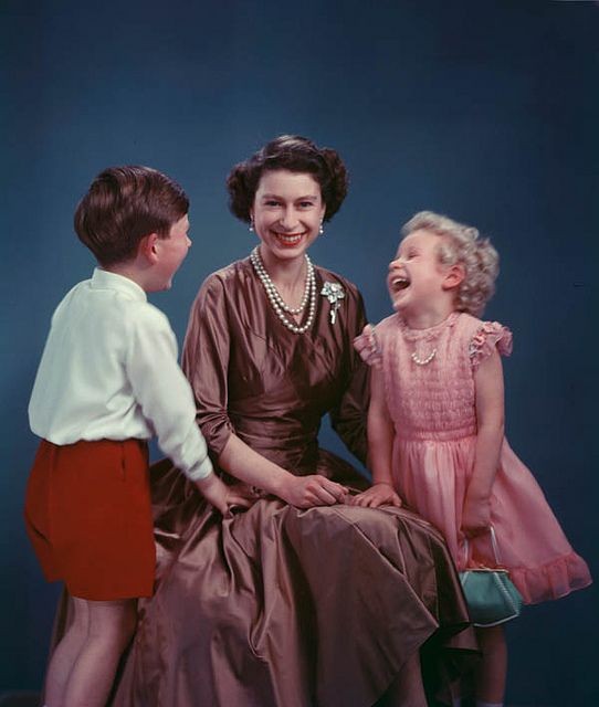 The Queen with Prince Charles and Princess Anne ch...