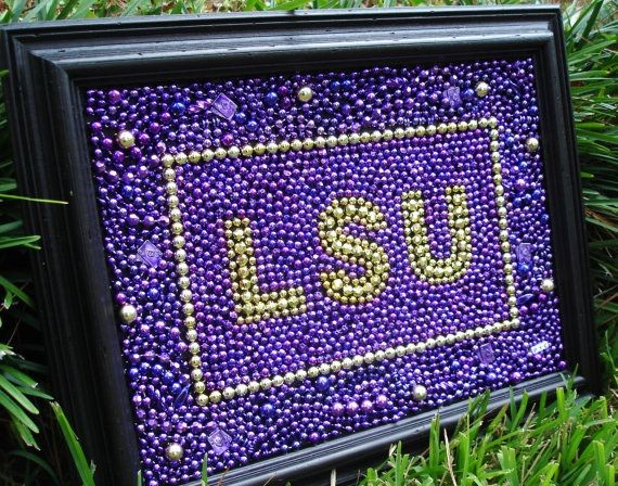 LSU Mardi Gras Bead framed art... this is the one...