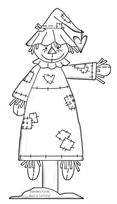 A fun scarecrow clipart and coloring page for all...