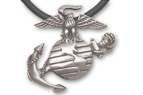 Marines - USMC Military Pewter Necklace with Black...