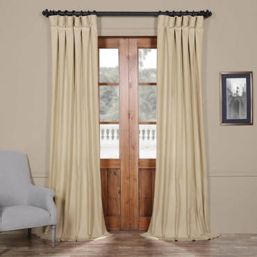 Shaker Beige Solid Cotton Curtain
