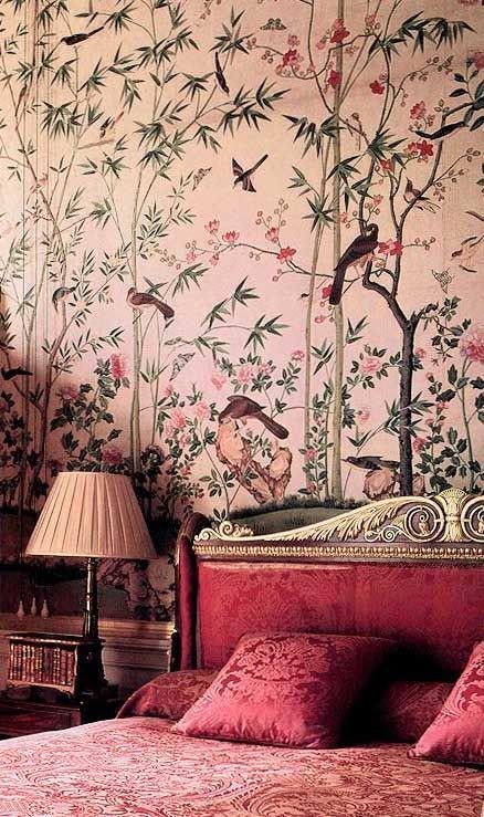 Chinese wallpaper at Chatsworth, hung in about 183...