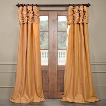 Honey Ruched Faux Solid Taffeta Curtain