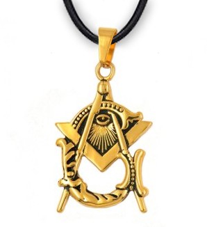 Freemason Pendant - Gold Plated Stainless Steel wi...