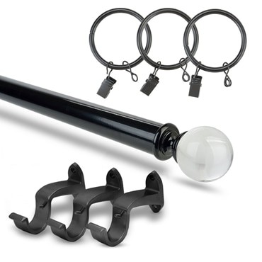 Glass Ball Extendable Rod Set - Gloss Black