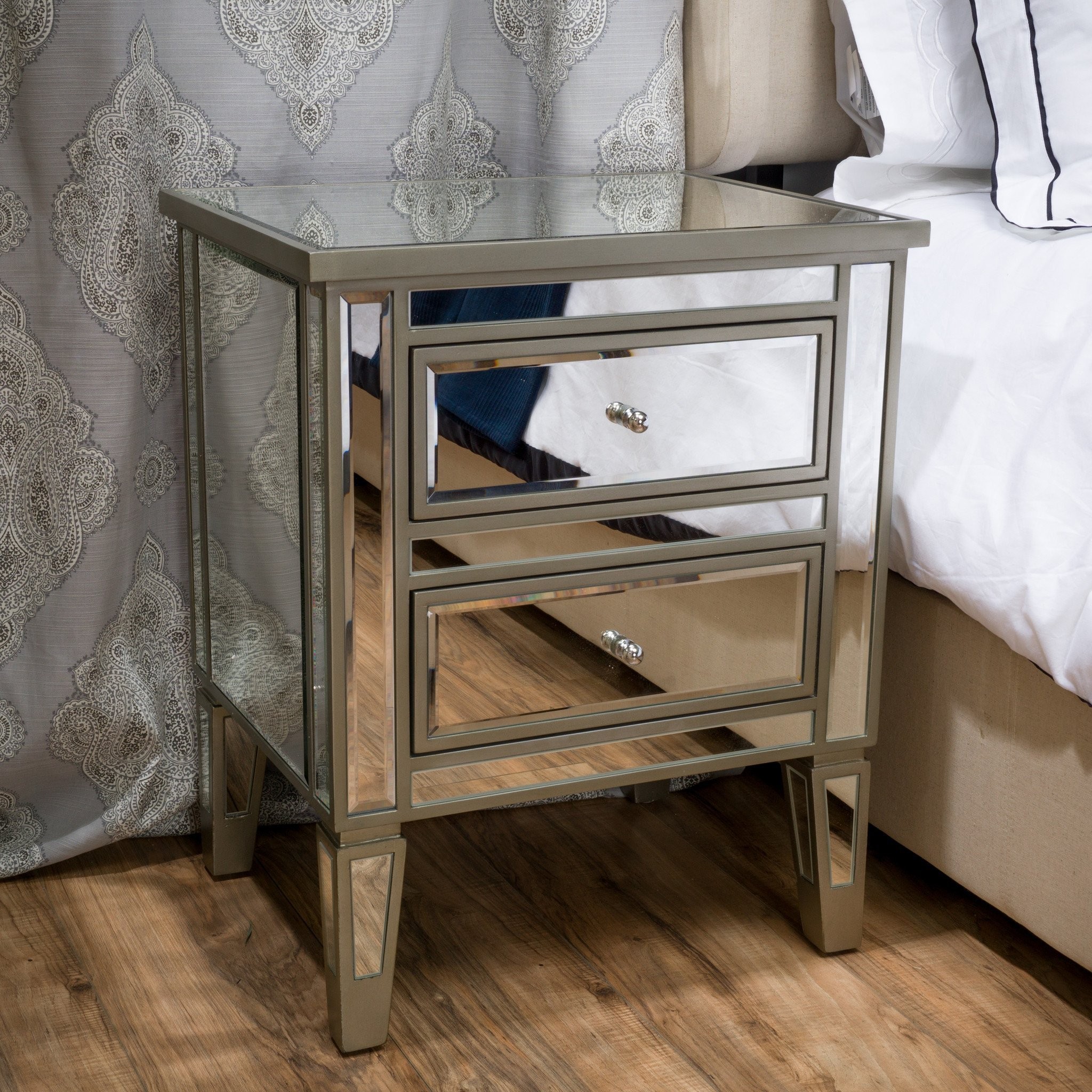 Graham Mirror Two-Drawer End Table Nightstand