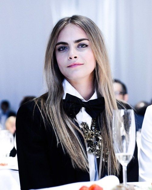 Cara in her tuxedo look is the perfect inspiration...